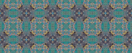 Portuguese Decorative Tiles. Magenta Iran Illustration. Azulejo Faience Carpet. Portuguese Decorative Tiles Background. Ethnic Aquamarine Decor. Aquamarineの写真素材