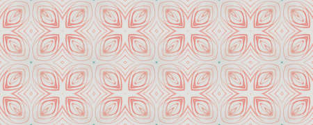 Hand Drawn Geometrical Pattern. Hand Flower Oriental Banner. Background Hand Drawn Geometrical Pattern. Repeat Orient Islam Wall. Modern Hawaii Vintageの写真素材
