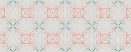 Hand Drawn Geometrical Pattern. Stripe Flora Watercolor Ornate. Background Hand Drawn Geometrical Pattern. Square Floral Mediterranean Banner. Simple Natural Orientalの写真素材