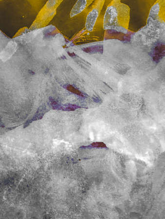 Triangular Design Elements. Preschool Golden Crayon Painting. Triangular Design Elements Background. Foil Artwork. Ink Energy Texture. Pencil Roughの写真素材