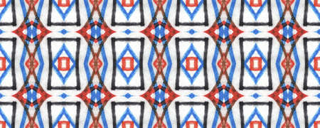 Portuguese Decorative Tiles. Iran Ornament. Portuguese Decorative Tiles Background. Chevron Watercolor Design. Bohemian Banner. Batik Graphic Grungeの写真素材