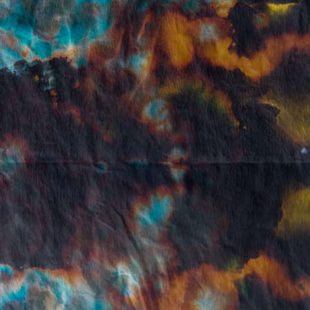 Fantastic Abstract Background. Decoration On Black Background. Trippy Vintage Card. Gradient Kilim Paintings. Vintage Holographic Surface. Craft Texture.の写真素材