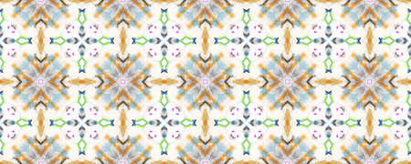 Portuguese Decorative Tiles. Ornate Vanilla Golden Pattern. Portuguese Decorative Tiles Background. Eastern Orient Illustration. Floral Sun Pastel Texture. Summerの写真素材