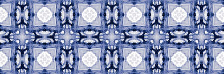 Portuguese Decorative Tiles. Geo Blue Banner. Portuguese Decorative Tiles Background. January Ikat Ornament. Andalusia Grunge Blanket. Denim Mediterraneanの写真素材