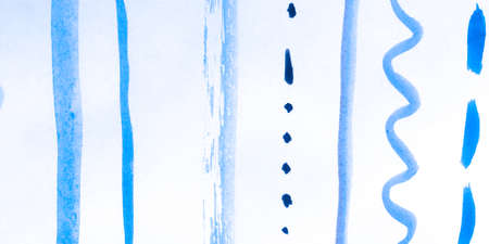 Distress Line Pattern. Lines Blue Underline Paint. Background Distress Line Pattern. Modern Party Wavy Border. Indigo Organic Cartoon Illustration. Ocean Handwritten.の写真素材