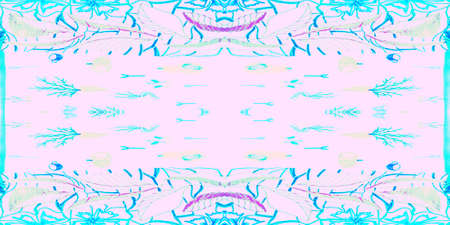 Seamless Pattern Textile Kaleidoscope. Kilim Vivid Pink Design. Seamless Textile Kaleidoscope Pattern. Sea Pastel Aztec Artwork. Wave Blue Zigzag Design.の写真素材