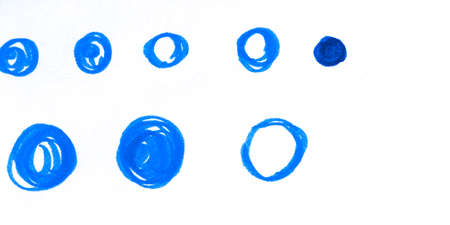 Dot. Round Blue Funny Acrylic Cover. Geometric Graffiti Elegant. Retro Repeat Illustration. Background Dot. Blue Pencil. Blue.の写真素材
