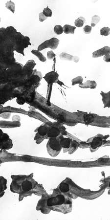 Triangular Design Elements Background. Child Black And White Oil Artwork. Triangular Design Elements. Vintage Picture. Crayon Dreamy Banner. Brushstrokeの写真素材