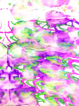 Indian Ikat. Tie-dye Craft Design. Dirty Art Tie Dye Textile. Dye Background Print. Dyed Illustration. Paintbrush Vintage Pattern. Watercolor Fabric.の写真素材