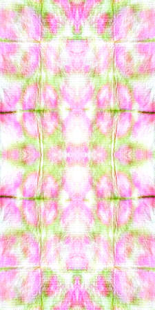 Shibori Flowers. Kilim Textile. Tie-dye Pattern. Organic Ethnic Texture. Multicolor Dirty Art Aquarelle Illustration. Repeat Textile. Seamless Decoration.の写真素材