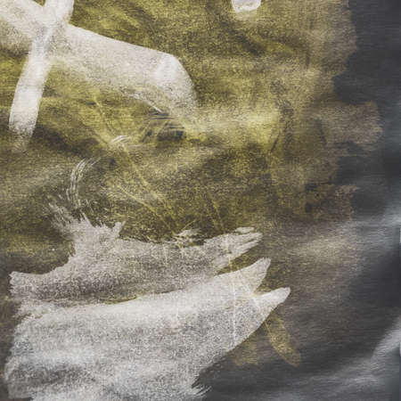 Triangular Design Elements. Children Cement Oil Paintings. Triangular Design Elements Background. Grey Design. Hand Drawn Scandinavian Artwork. Brush Wallの写真素材