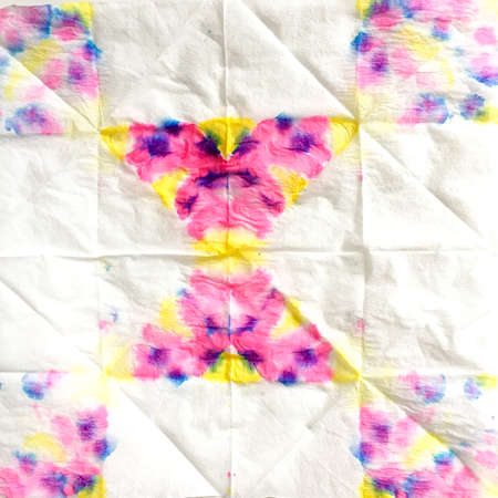 Dirty Art Dyed Textile. Indian Ikat. Shibori Modern Texture. Dye Background Print. Tie-dye Fabric. Alcohol Ink Colorful Texture. Ethnic Ornament.の写真素材