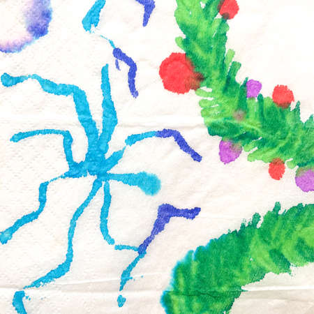 Christmas Decoration. Xmas Decor. Hand Drawn Paper. Winter Balls Background. Watercolor Pattern. Watercolor Winter Art. New Year Scrapbook.の写真素材