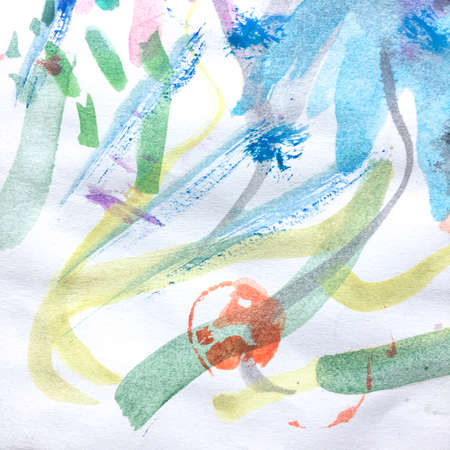 Wall Art Canvas. Cartoon Childish Poster.  Gouache Element Painting. Triangular Design Elements Background. Vibrant Childlike Card. Happy Card.の写真素材