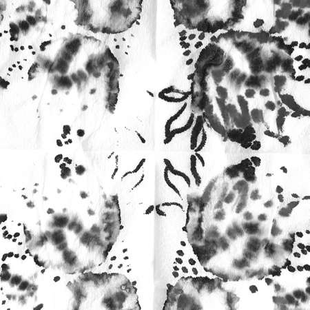 Ethnic Halftone Pattern. Gray Dirty Art Texture. Ethnic Gray Paint. Monochrome Ethnic Textile. Dirty Art Marble Textile.の写真素材