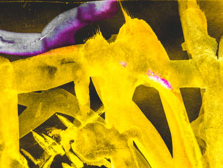 Triangular Design Elements Background. Babyish Yellow Ink Painting. Triangular Design Elements. Bright Pattern. Oil Messy Wall. Aquarelle Foilの写真素材