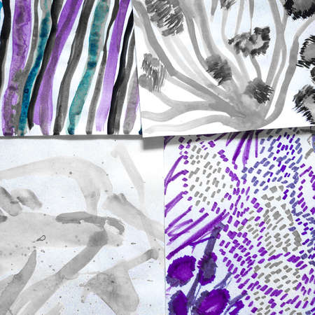 Lilac Old Gray Textile. Vintage Ethnic Sky Texture. Blue Old Pattern. Old Winter Pattern. Indigo...