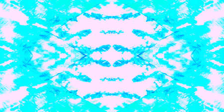 Seamless Pattern Textile Kaleidoscope. Aquarelle Blue Neo Ornament. Seamless Textile Kaleidoscope Pattern. Sea Sky Tribe Art. Cloud Sea Flower Textile.の写真素材