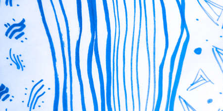 Distress Line Pattern. Stripes Marine Grungy Element. Background Distress Line Pattern. Ripple Simple Graphic Ornament. Indigo Kids Cartoon Element. Ocean Hand.の写真素材