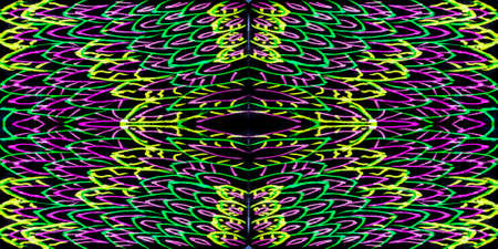 Decoration On Black Background. Illusion Grunge Blanket. Fantastic Abstract Background. Neon Tie Dye Surface. Silk Trippy Banner. Organic Postcard.の写真素材