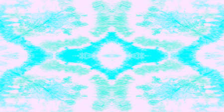 Seamless Pattern Textile Kaleidoscope. Watercolor Gentle Cyan Illustration. Seamless Textile Kaleidoscope Pattern. Sea Subtle Zigzag Artwork. Cyan Subtle Zigzag Texture.の写真素材