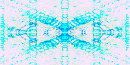 Seamless Pattern Textile Kaleidoscope. Tie-dye Subtle Sky Design. Seamless Textile Kaleidoscope Pattern. Turquoise Water Retro Fabric. Sea Tender Bohemian Decoration.の写真素材
