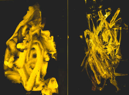 Triangular Design Elements Background. Babyish Yellow Oil Drawing. Triangular Design Elements. Bronze Sketch. Oil Vibrant Painting. Ink Foilの写真素材