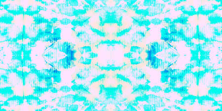 Seamless Pattern Textile Kaleidoscope. Watercolor Turquoise Vivid Texture. Seamless Textile Kaleidoscope Pattern. Pale Sea Aztec Decoration. Wave Summer Zigzag Fabric.の写真素材