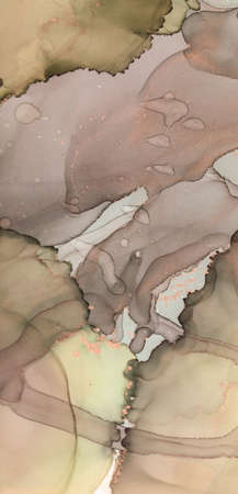Abstract Ink Art. Flow Ancient Design. Oil Tint Canvas. Brown Alcohol Abstract Ink Art. Faded Graphic Splashs Wallpaper. Pastel Texture. Mix Gray Abstract Ink Art. Clouds Tintの写真素材