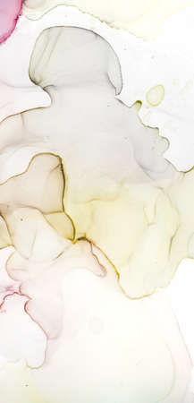 Abstract Ink Art. Flow Artistic Wall. Mix Foil Texture. Rose Modern Abstract Ink Art. Frame Color Splatter Backdrop. Pastel Artwork. Sea Multicolor Abstract Ink Art.の写真素材
