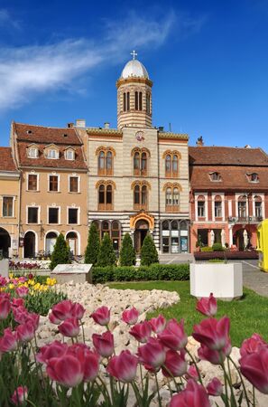 Downtown from Brasov City, Romaniaのeditorial素材