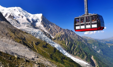 Aiguille du Midi cable car in the summer, Chamonix, Franceの写真素材