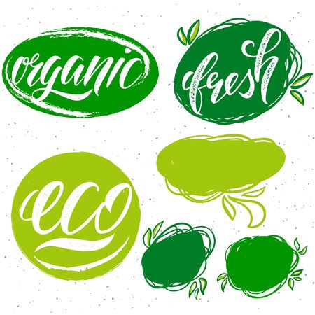 Vector collection of eco, organic, fresh labels for organic and natural product.のイラスト素材