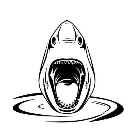 Shark with open mouth isolated on a white background.のイラスト素材