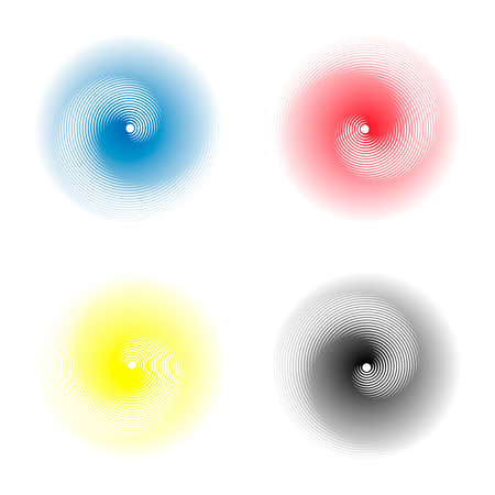 Radiating spirally element. Blurred background set.  Vector illustration.のイラスト素材