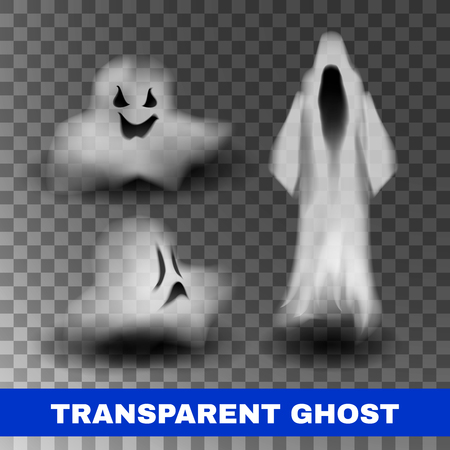 Ghost silhouette isolated on transparent background. Vector illustration.のイラスト素材