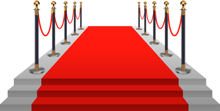 Red carpet with gold stanchions. Vector illustration.のイラスト素材