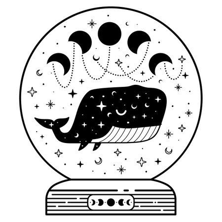 Celestial whale in stellar magic ball.のイラスト素材