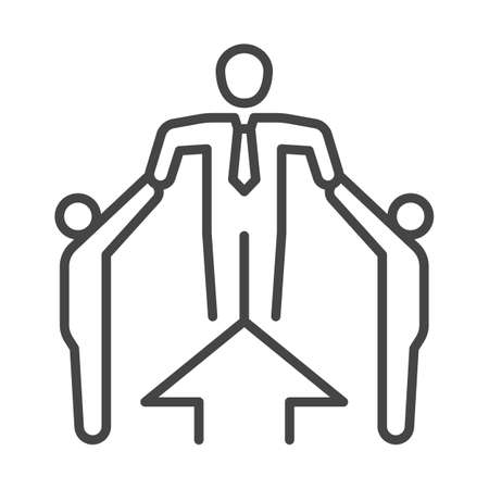 Boss helping employees with promotionのイラスト素材