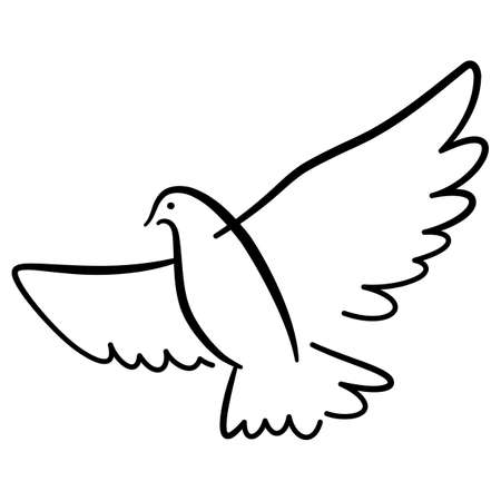 Creative linear dove illustrationのイラスト素材