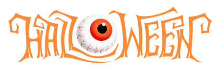 Creative Halloween lettering with realistic eyeballのイラスト素材