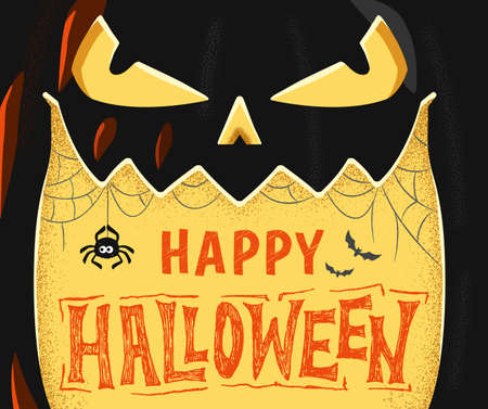 Spooky jack o lantern Halloween posterのイラスト素材