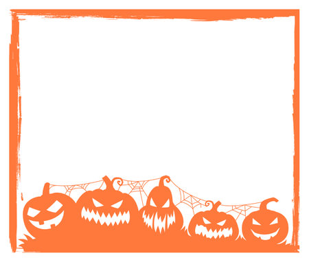 Frame with different silhouettes of Halloween pumpkinsのイラスト素材