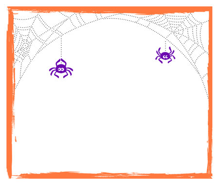 Frame with spiders and cobwebs against white backgroundのイラスト素材