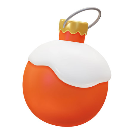 Red Christmas toy covered with snowの写真素材