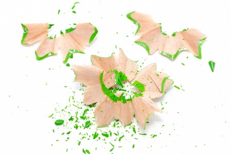 Green shavings isolated on whiteの写真素材