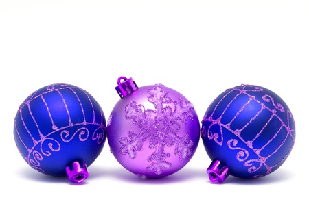 Christmas decorations - balls on a white background with space for textの写真素材