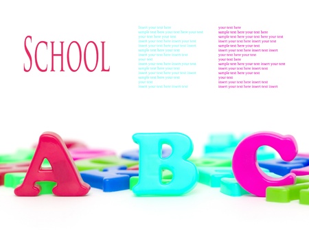 Colorful magnet letters isolated on white background (with space for sample text)の写真素材