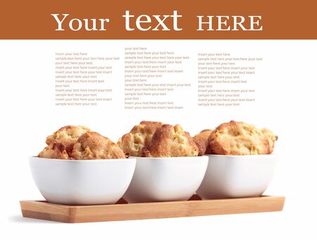 Freshly baked apple cookies in three white bowlsの写真素材
