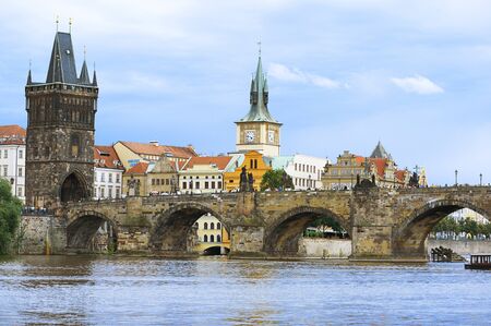 Prague Old Town, view of Charles Bridge の写真素材